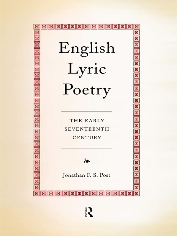 English Lyric Poetry by Jonathan Post