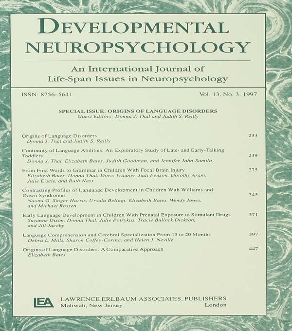 Origins of Language Disorders by Donna J. Thal, Judith S. Reilly