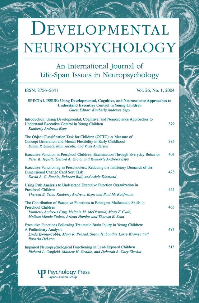 Using Developmental, Cognitive, and Neuroscience Approaches To Understand Executive Control in Young Children by Kimberly Andrew Espy