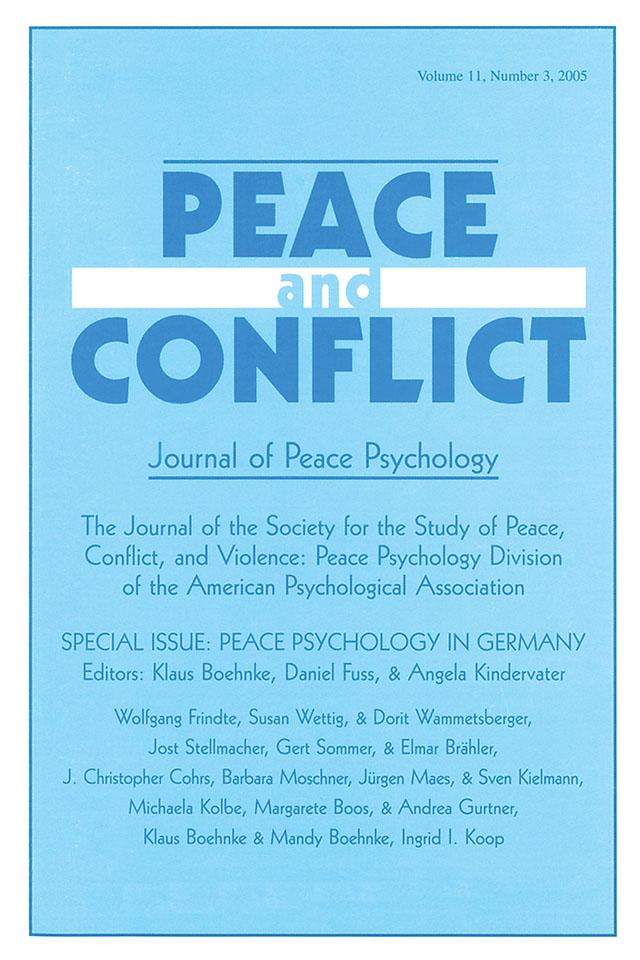 Peace Psychology in Germany by Angela Kindervater, Daniel Fuss, Klaus Boehnke