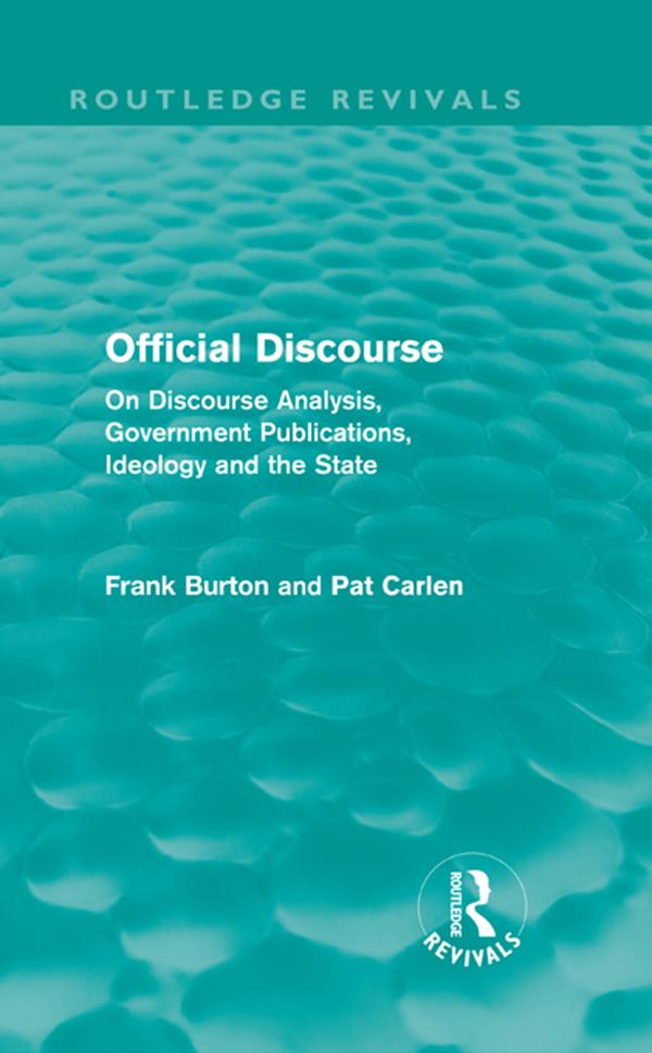 Official Discourse (Routledge Revivals) by Frank Burton, Pat Carlen