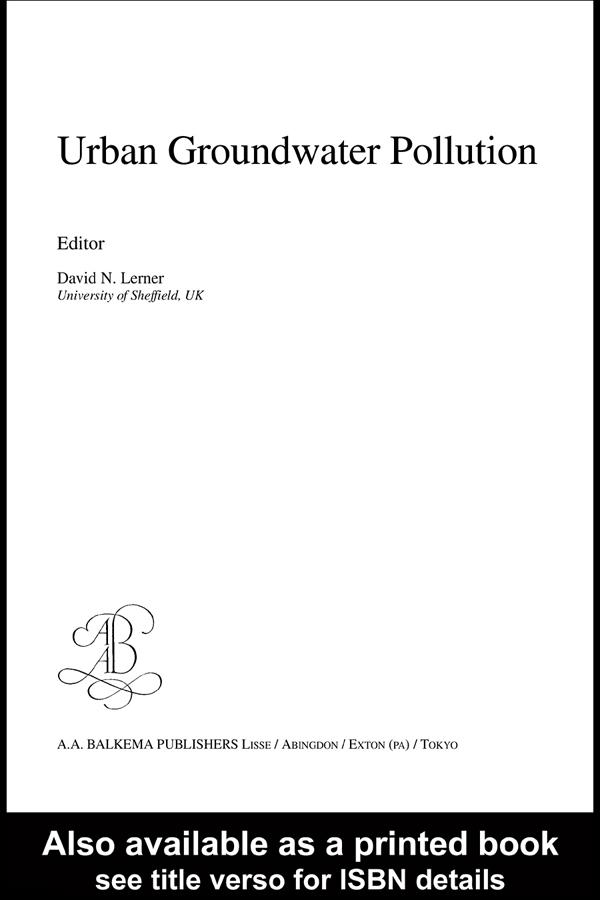 Urban Groundwater Pollution