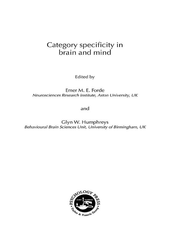 Category Specificity in Brain and Mind by Emer Forde, Glyn Humphreys