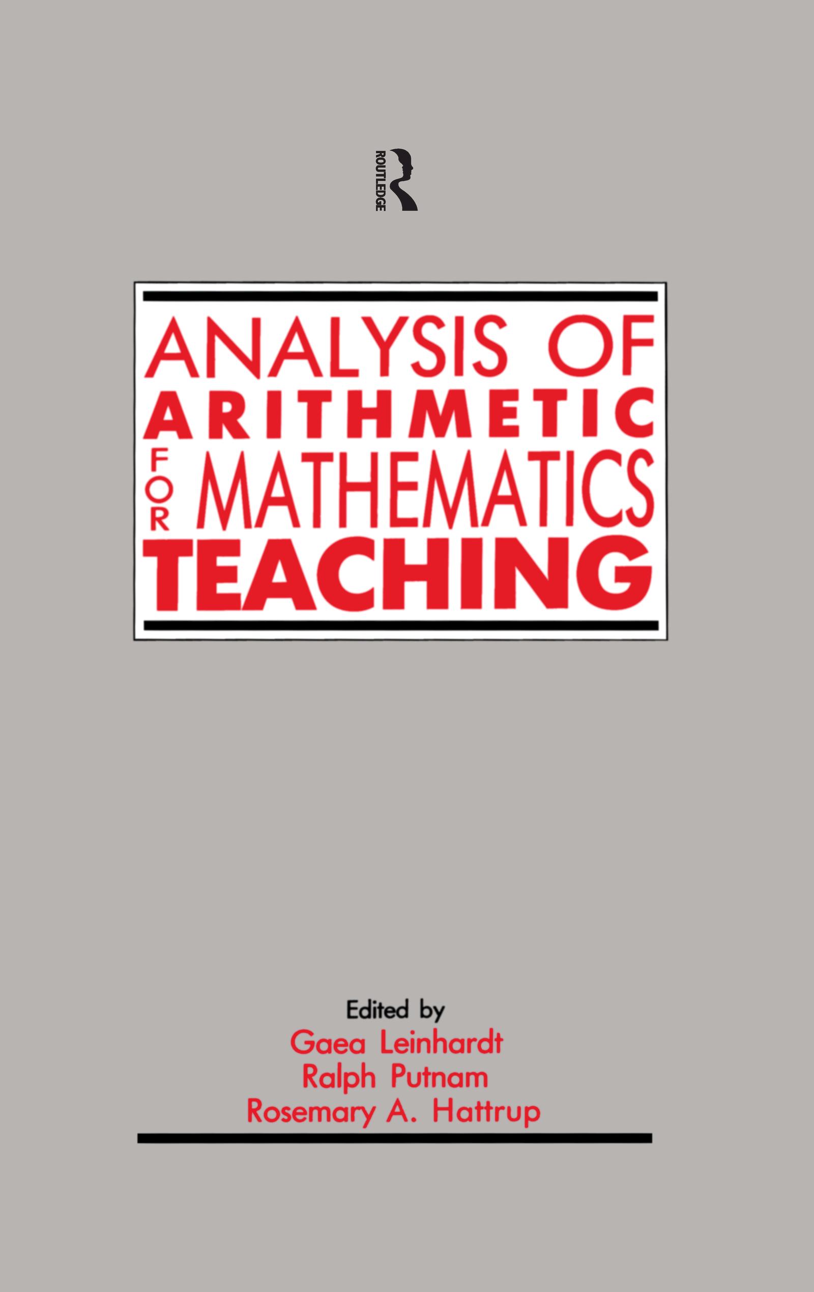 Analysis of Arithmetic for Mathematics Teaching