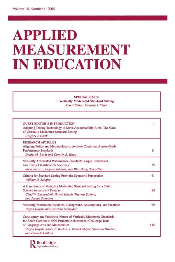 Vertically Moderated Standard Setting by Gregory J. Cizek