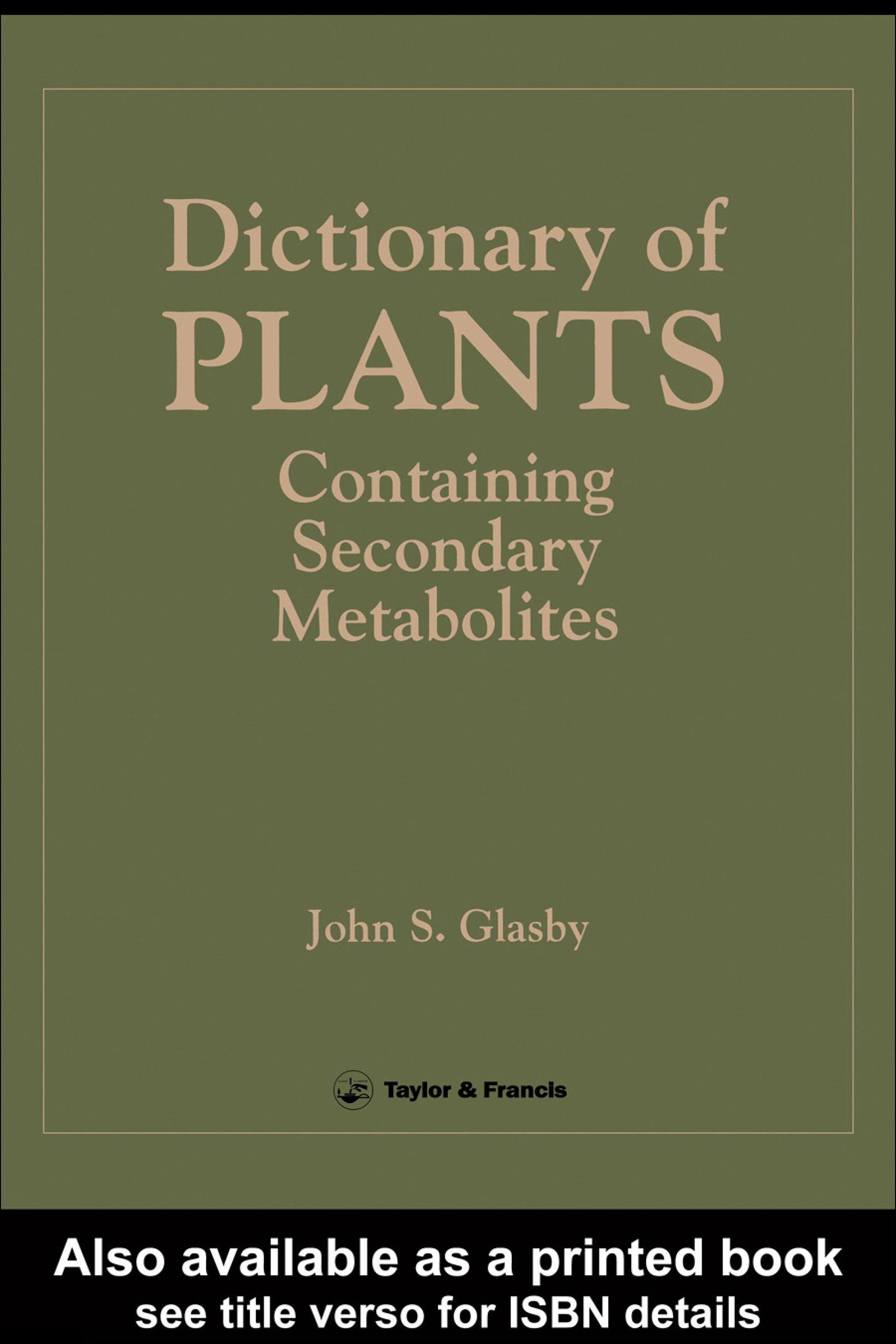 Directory Of Plants Containing Secondary Metabolites