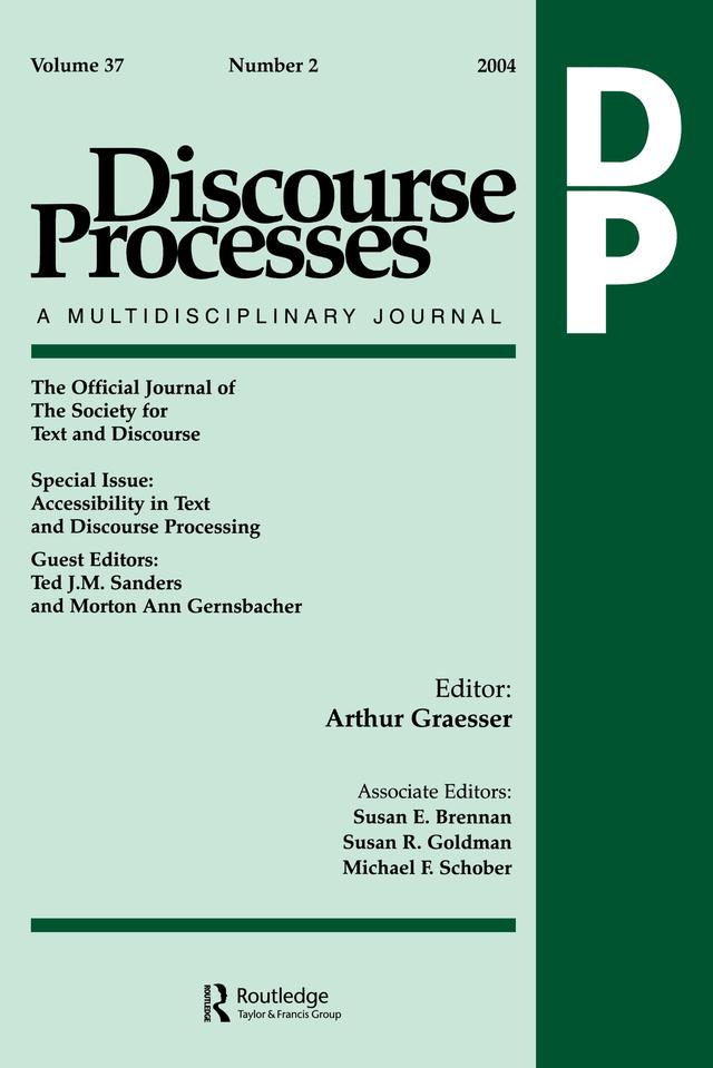 Accessibility in Text and Discourse Processing by Morton Ann Gernsbacher, Ted J.M. Sanders