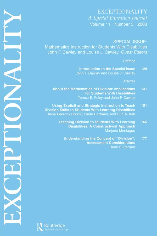 Mathematics Instruction for Students With Disabilities by John F. Cawley, Louise J. Cawley