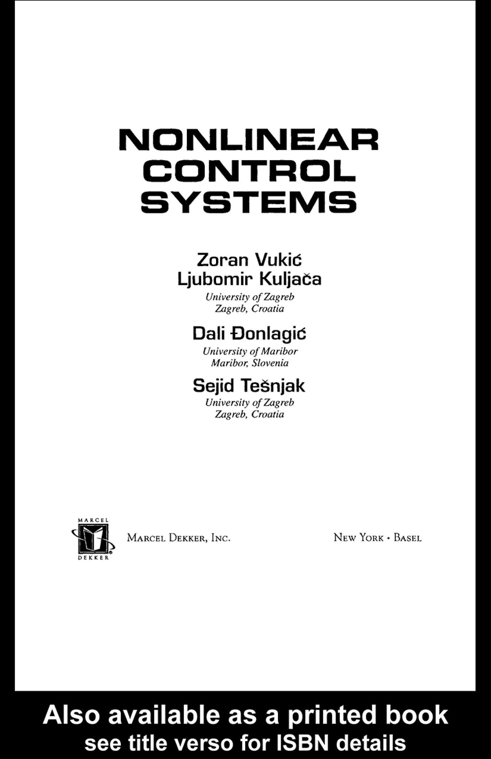 Nonlinear Control Systems