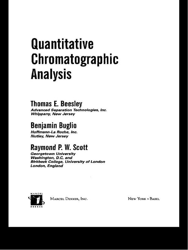 Quantitative Chromatographic Analysis by Benjamin Buglio, Thomas Beesley