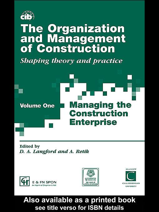 The Organization and Management of Construction by Arkady Retik, David Langford