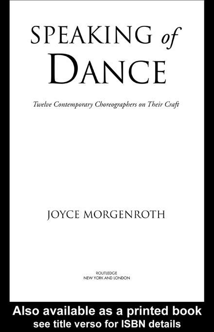 Speaking of Dance by Joyce Morgenroth
