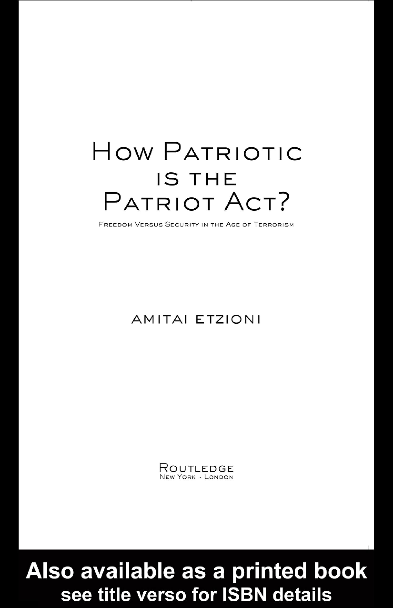 How Patriotic is the Patriot Act?