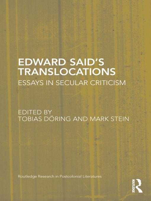 Edward Said's Translocations by Mark U Stein, Tobias Doring