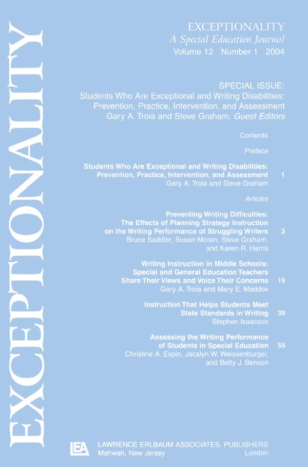 Students Who Are Exceptional and Writing Disabilities by Gary A. Troia, Steve Graham