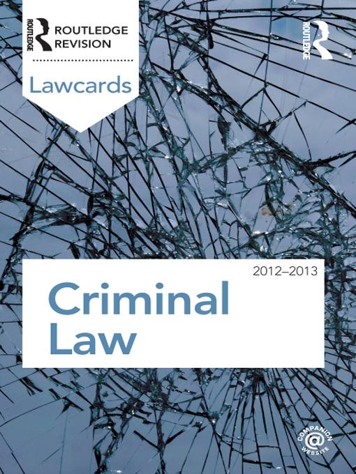 Criminal Lawcards 2012-2013 by Routledge