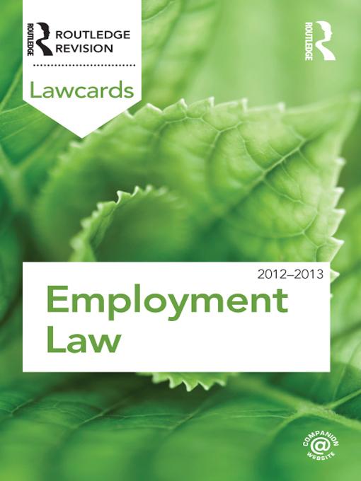 Employment Lawcards 2012-2013 by Routledge