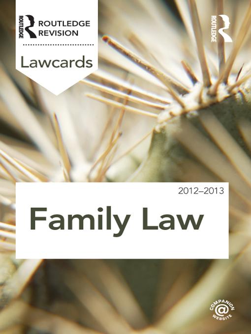 Family Lawcards 2012-2013 by Routledge