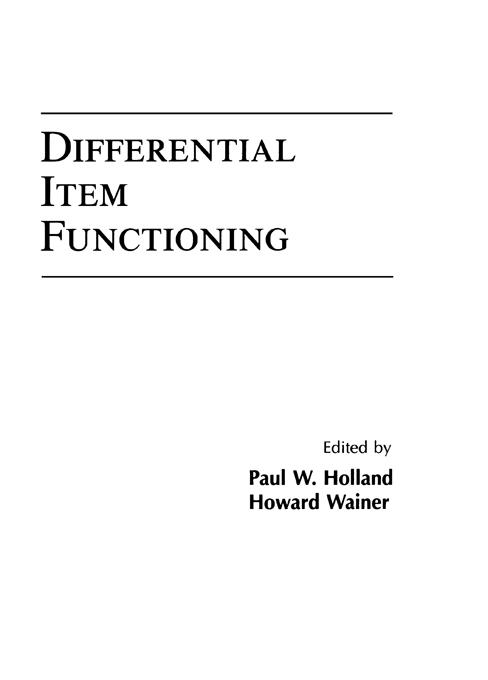 Differential Item Functioning by Howard Wainer, Paul W. Holland