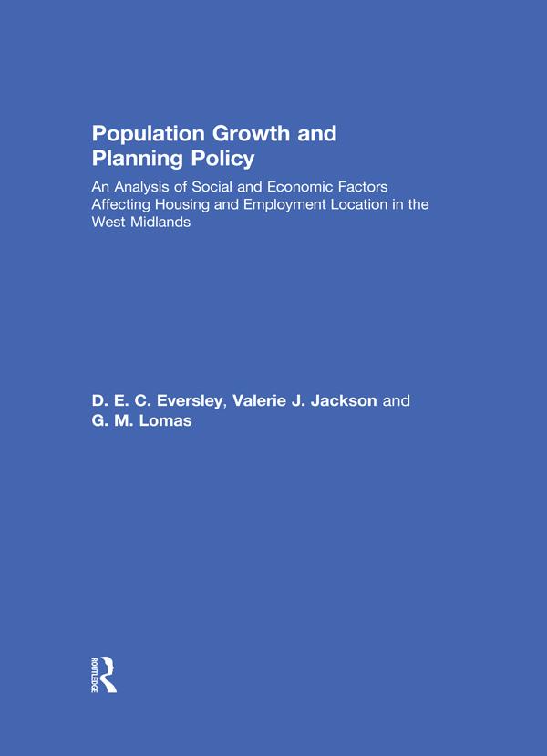 Population Growth and Planning Policy by D. E. C. Eversley, G. Lomas, V. Jackson