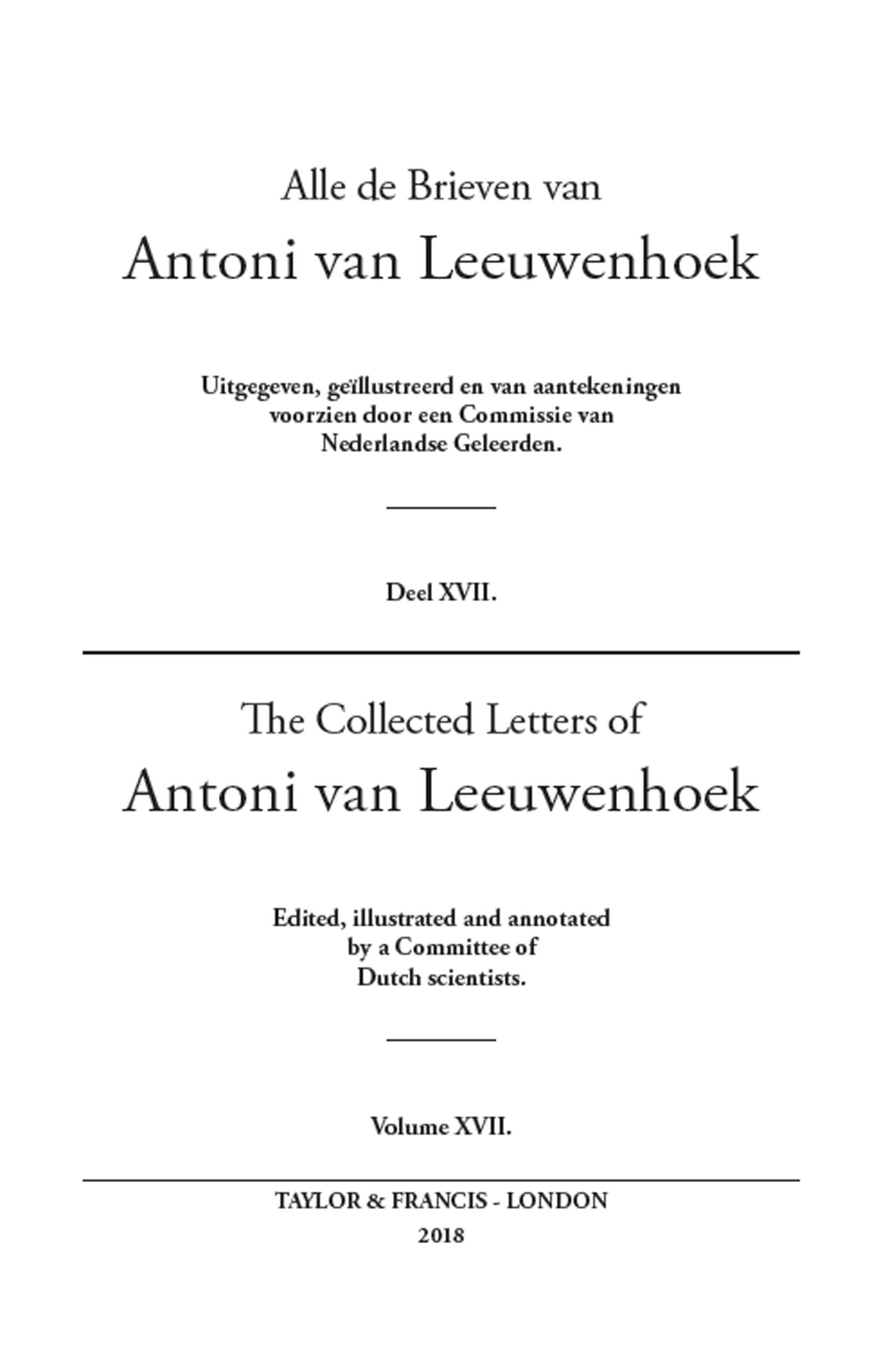 The Collected Letters of Antoni Van Leeuwenhoek - Volume 17