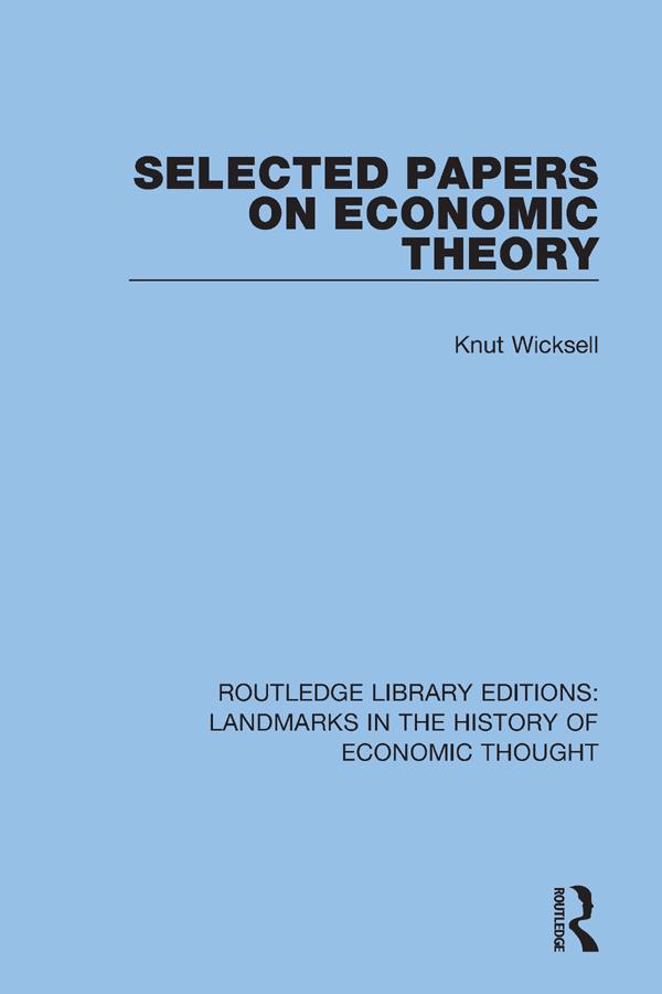 Selected Papers on Economic Theory by Knut Wicksell