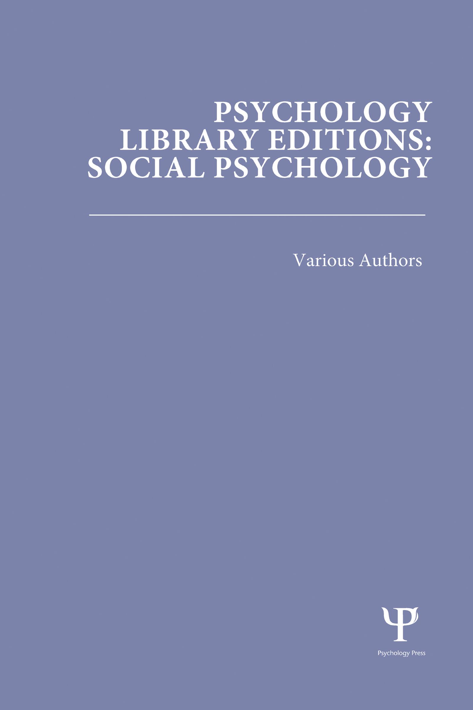 Psychology Library Editions: Social Psychology