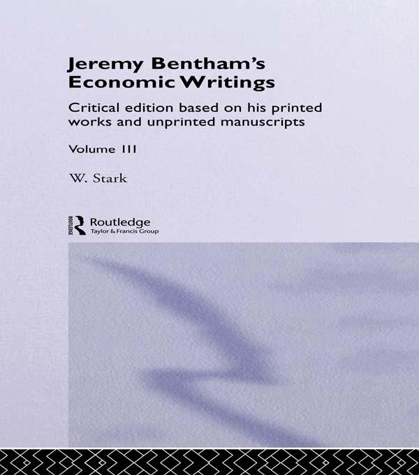 Jeremy Bentham's Economic Writings