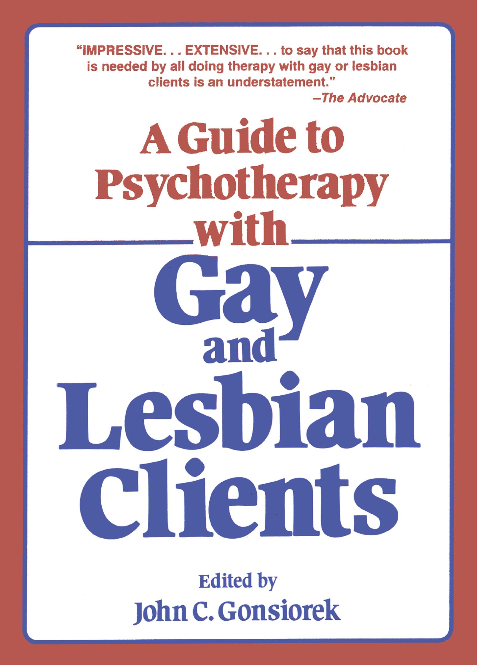 Guide To Psychotherapy With Gay & Lesbian Clients,A