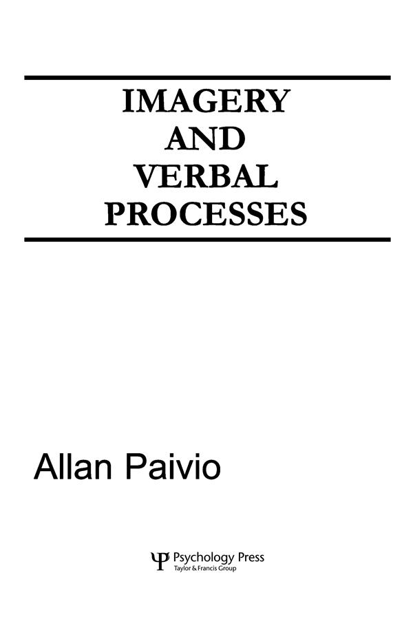 Imagery and Verbal Processes by A. Paivio