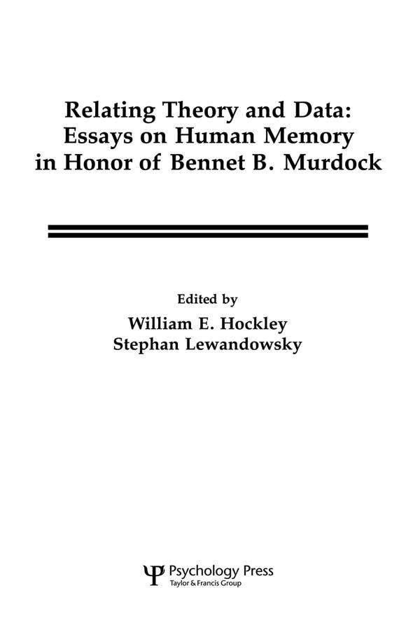 Relating Theory and Data by Stephan Lewandowsky, William E. Hockley