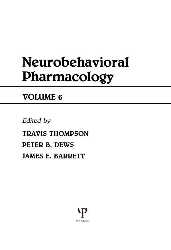 Advances in Behavioral Pharmacology by J. E. Barrett, P. B. Dews, T. Thompson
