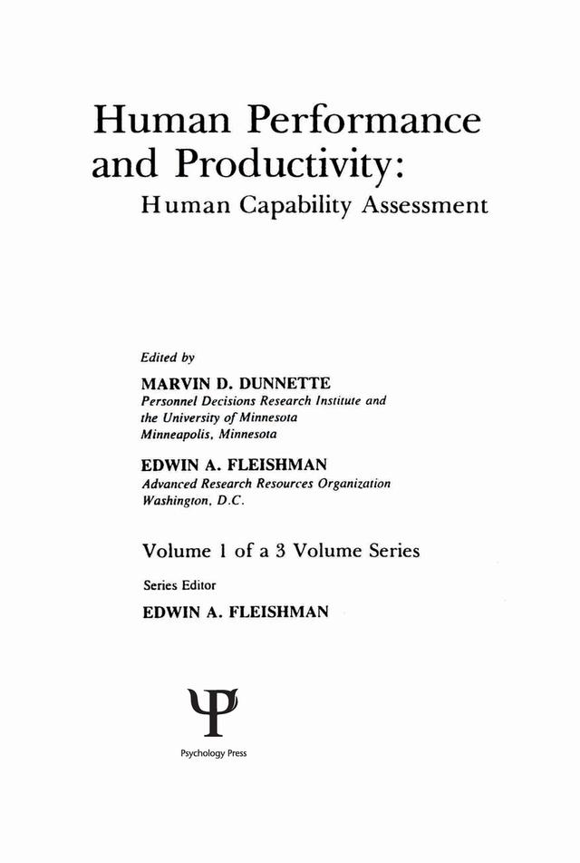 Human Performance and Productivity by Edwin A. Fleishman, Marvin D. Dunnette