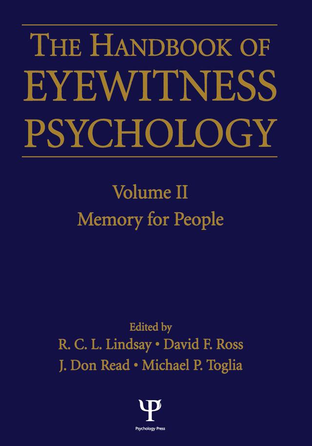 Handbook Of Eyewitness Psychology 2 Volume Set by David F. Ross, J. Don Read, Michael P. Toglia, R.C.L. Lindsay