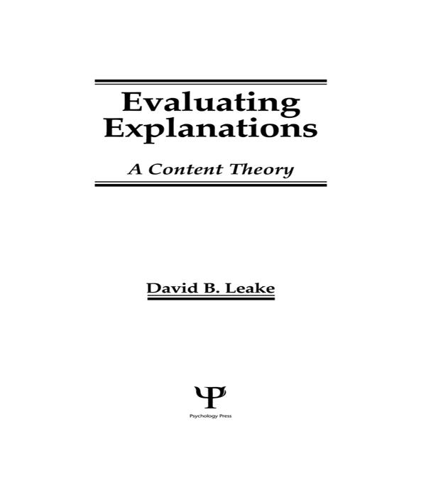 Evaluating Explanations by David B. Leake