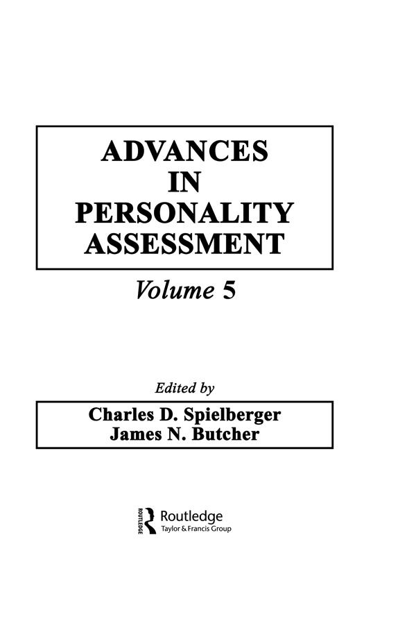 Advances in Personality Assessment by C. D. Spielberger, Charles D. Spielberger, J. N. Butcher