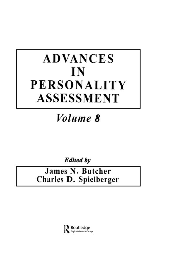 Advances in Personality Assessment by Charles D. Spielberger, James N. Butcher