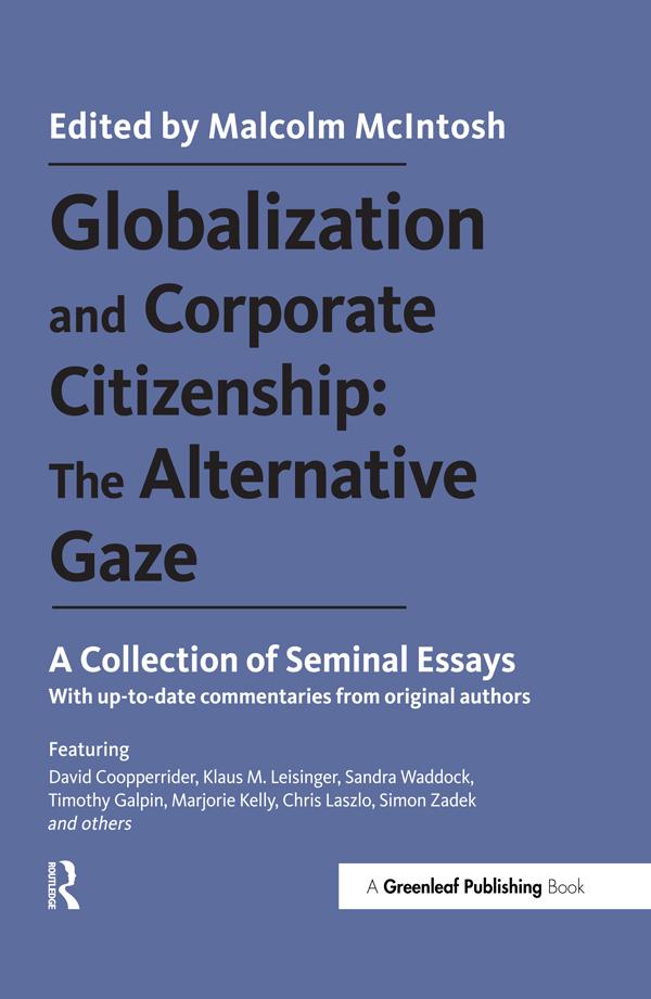 Globalization and Corporate Citizenship: The Alternative Gaze by Malcolm McIntosh