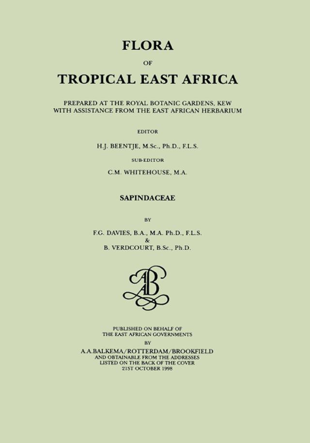 Flora of Tropical East Africa - Sapindaceae (1998) by Bernard Verdcourt, Frances G.Davies