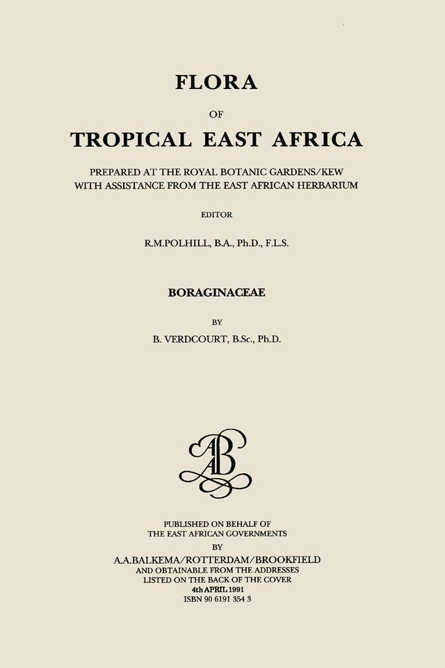 Flora of Tropical East Africa - Boraginaceae (1991) by Bernard Verdcourt