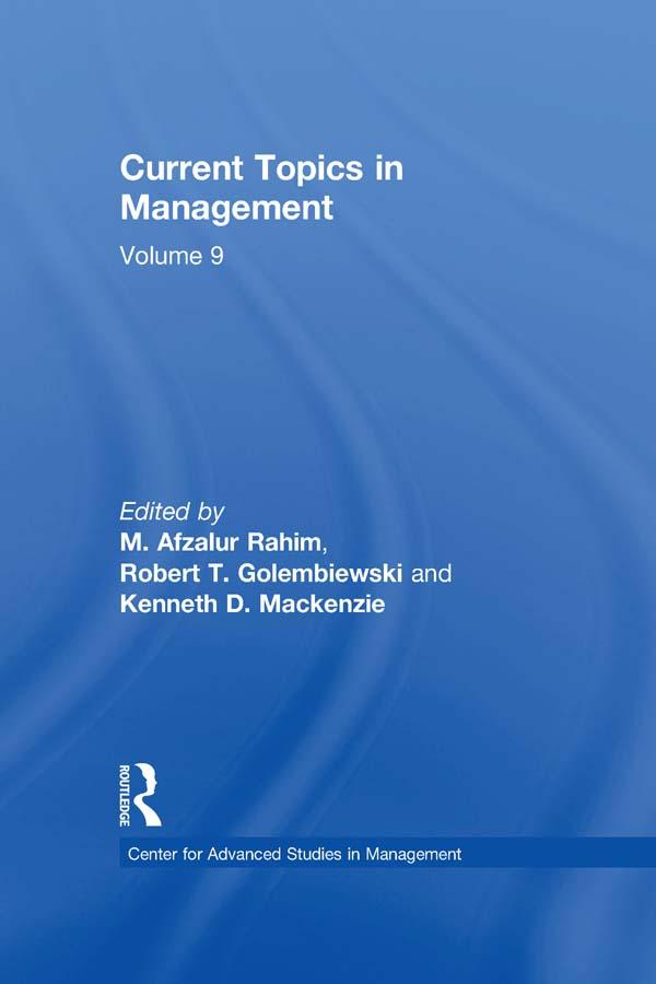 Current Topics in Management by Robert Golembiewski