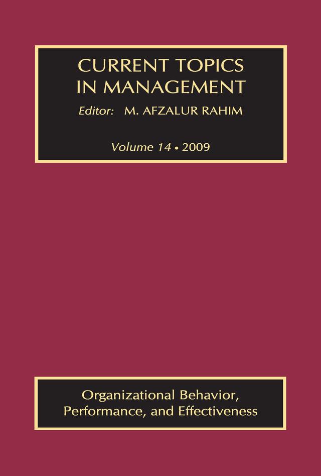 Current Topics in Management by M. Afzalur Rahim