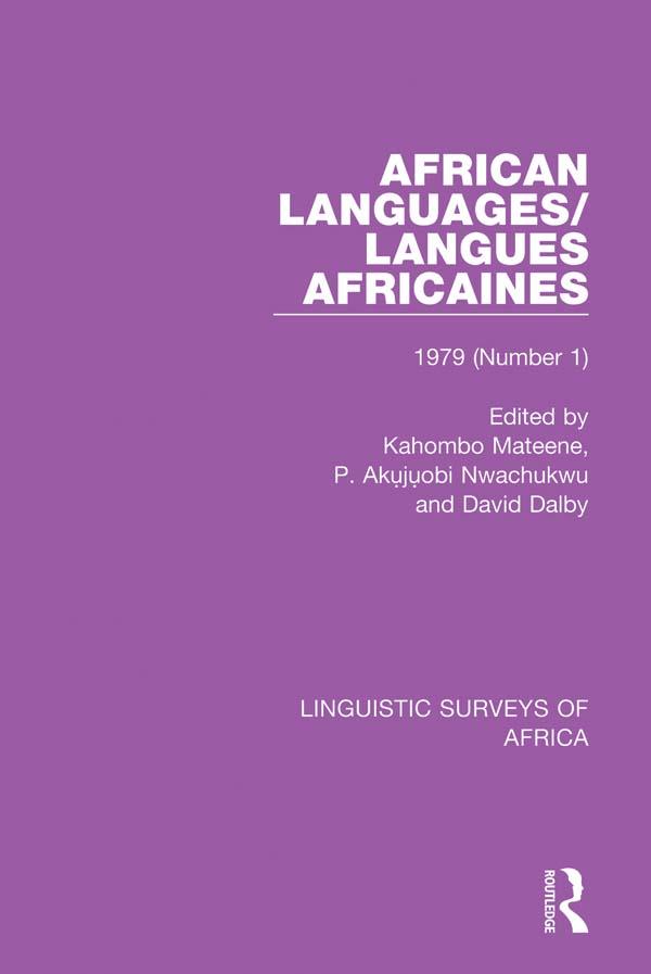 African Languages/Langues Africaines by Kahombo Mateene, P. Akụjụobi Nwachukwu