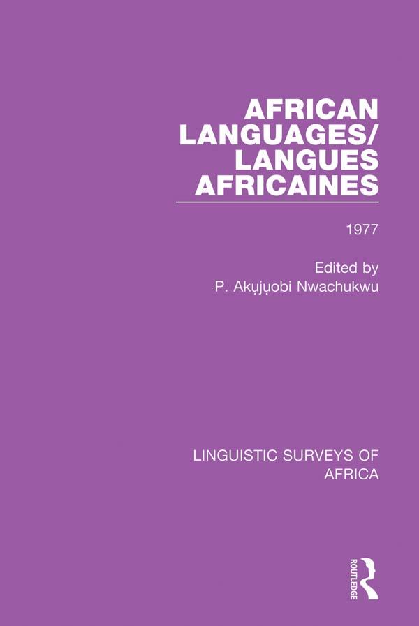 African Languages/Langues Africaines by P. Akụjụobi Nwachukwu