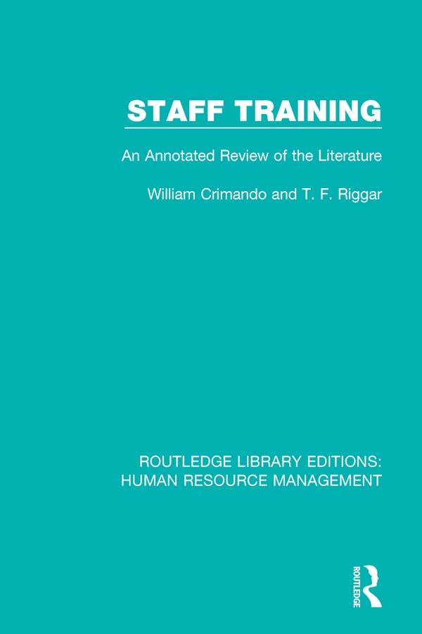Staff Training by T. F. Riggar, William Crimando