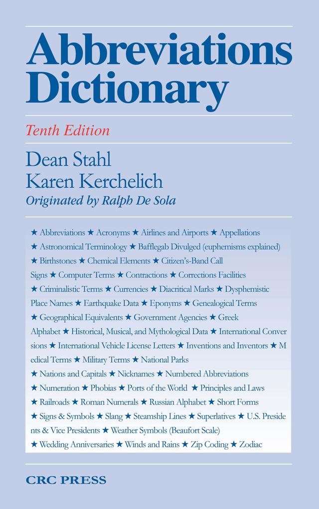 Abbreviations Dictionary by Dean A. Stahl, Karen Landen