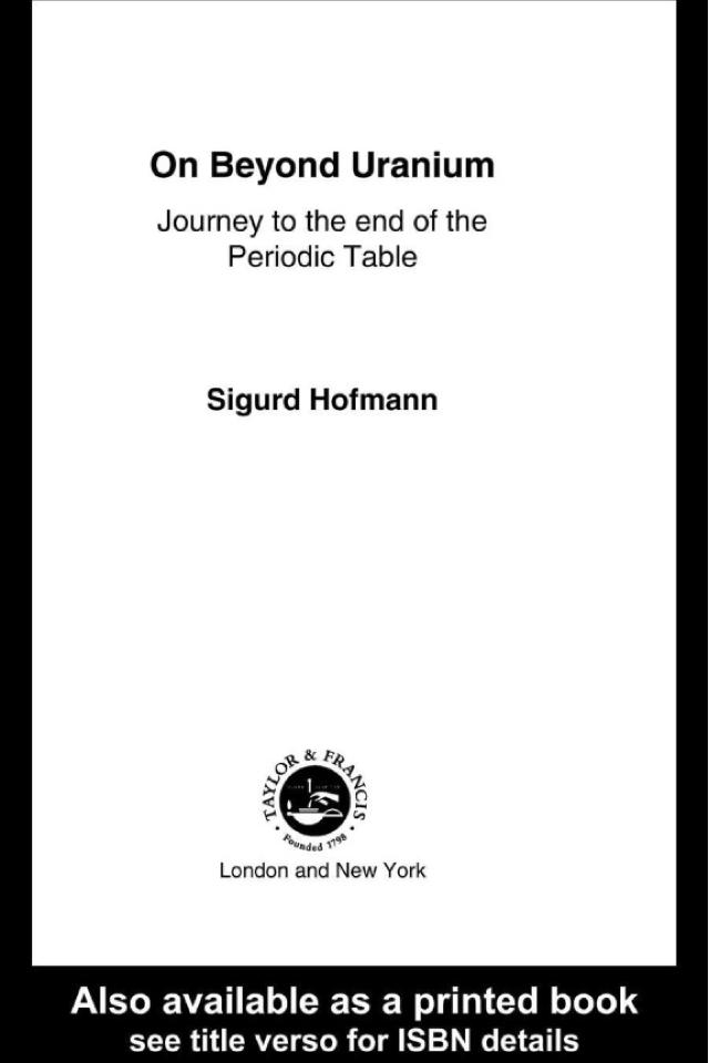 On Beyond Uranium by Sigurd Hofmann