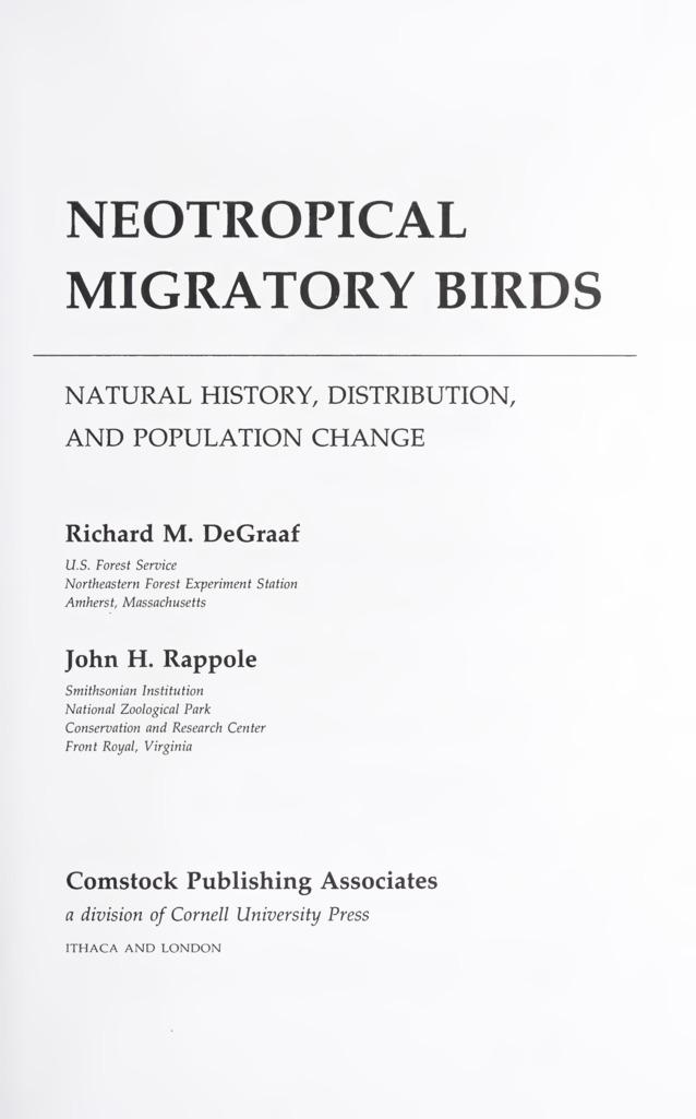 Neotropical Migratory Birds by John Rappole, Richard DeGraaf