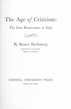 The Age of Criticism