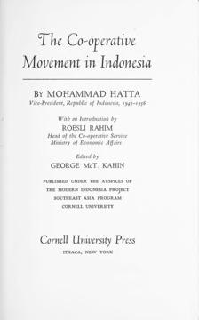 The Co-operative Movement in Indonesia